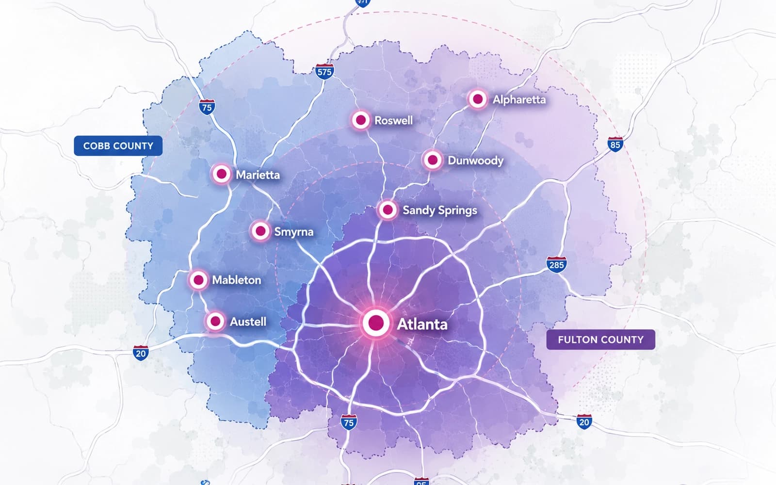 Metro Atlanta service area map
